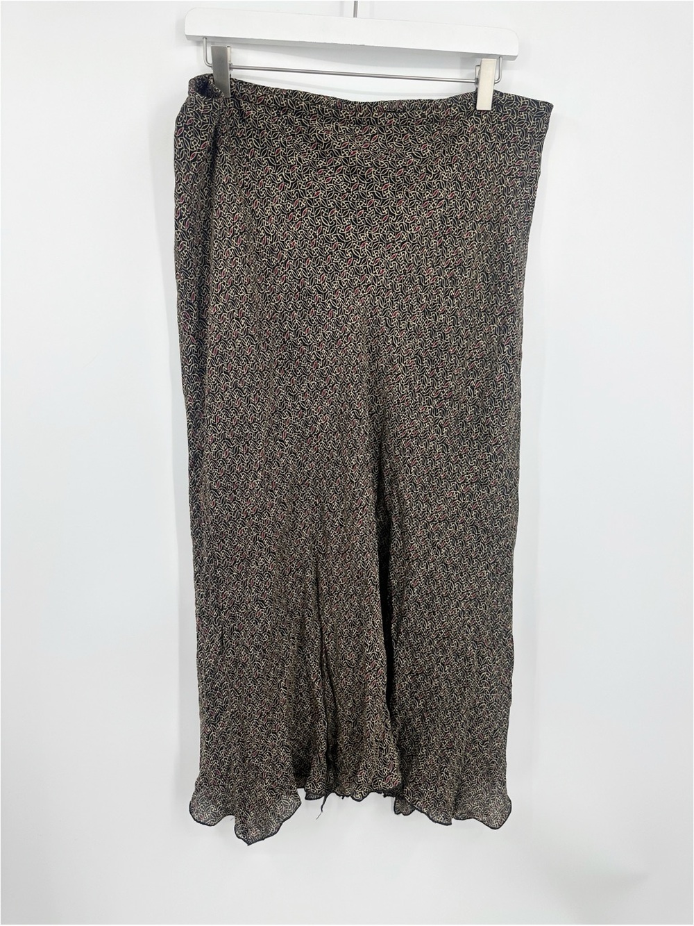 Vintage Y2K 100% Silk Midi Open Slit Skirt Size 18 Plus Size Whimsical Boho